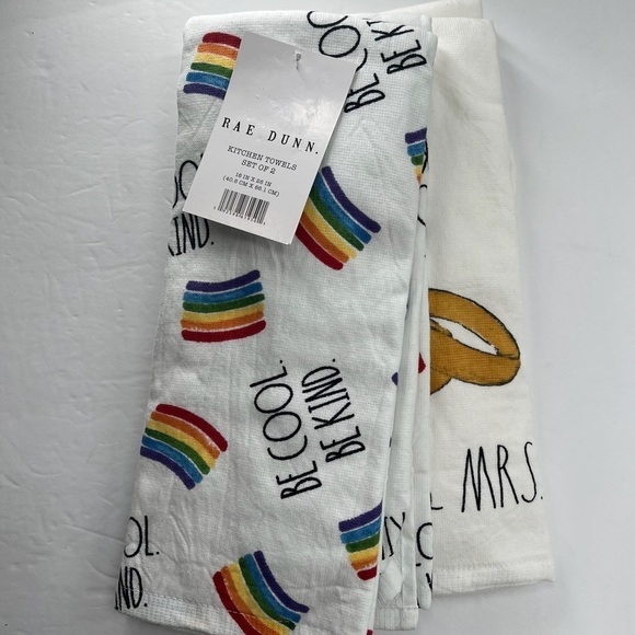 Rae Dunn Kitchen Towels 2 Sets of 2 Towels NEW - Picture 2 of 5